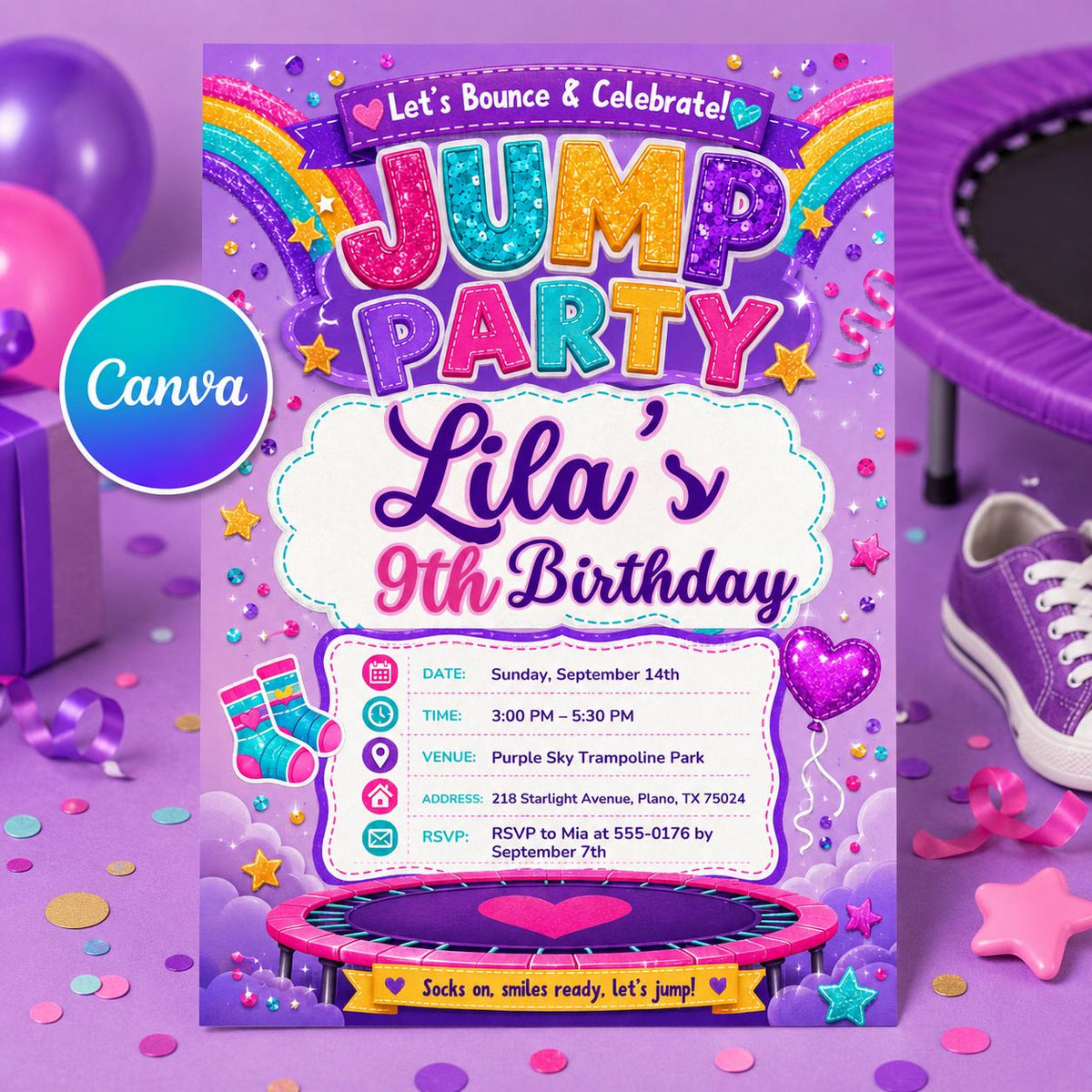 Trampoline Jump Party Invitation — design view 3