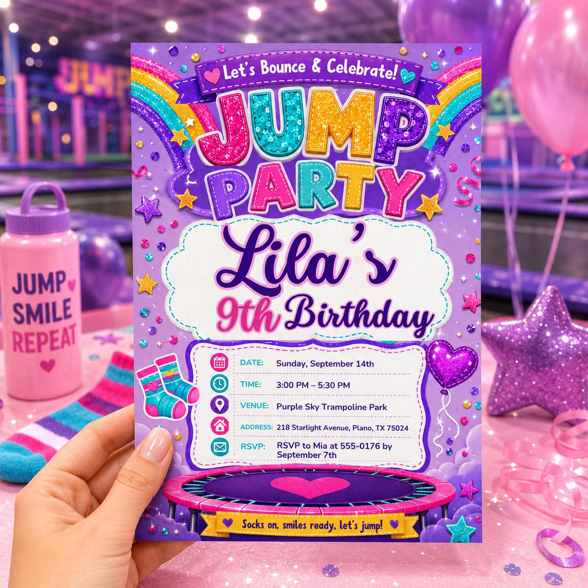 Trampoline Jump Party Invitation — design view 4