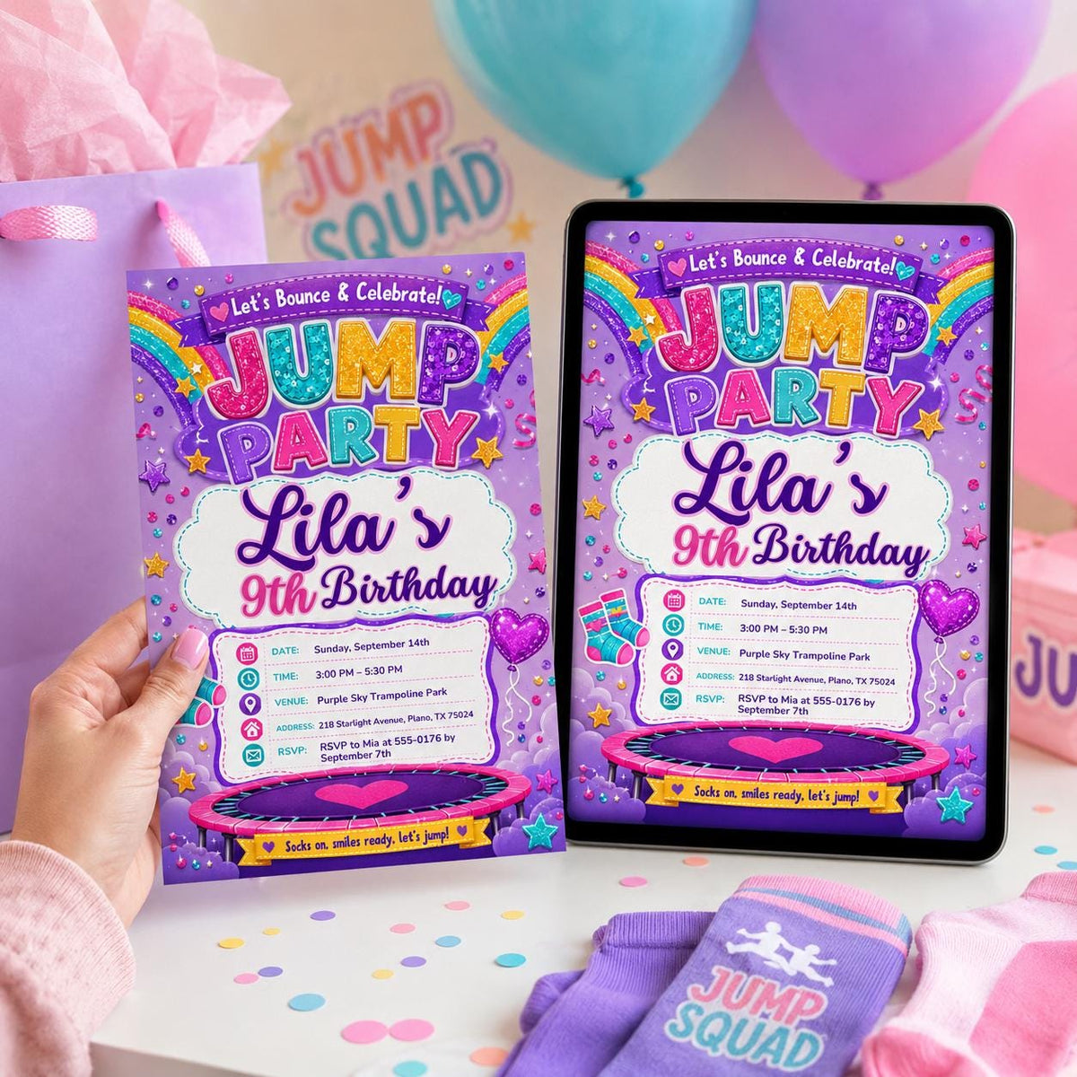 Trampoline Jump Party Invitation — design view 6