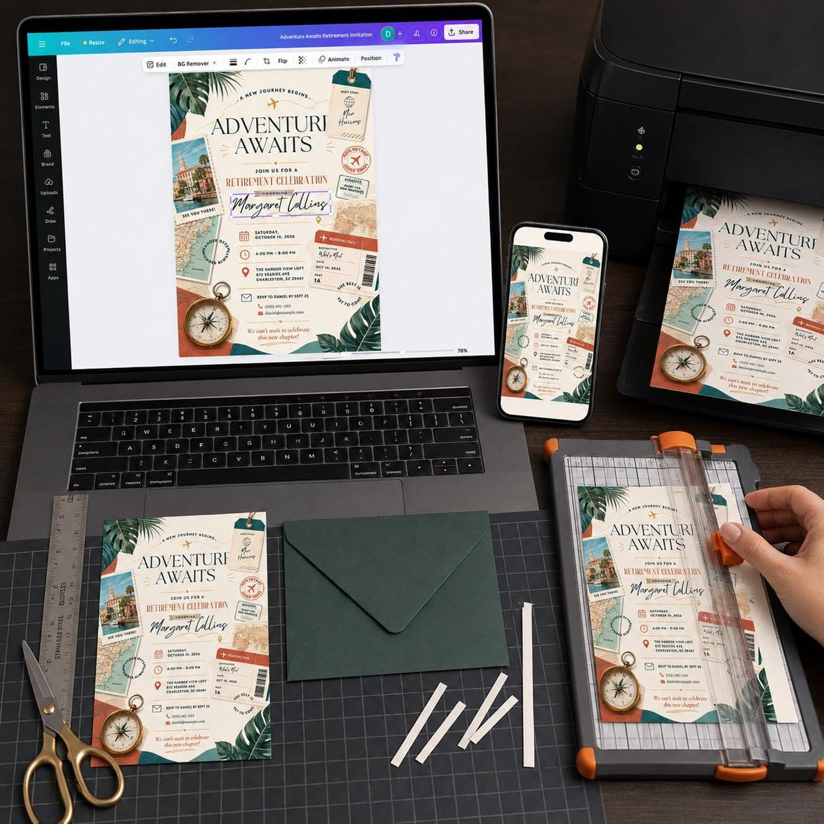 Travel Retirement Invitation — digital invitation, instant download