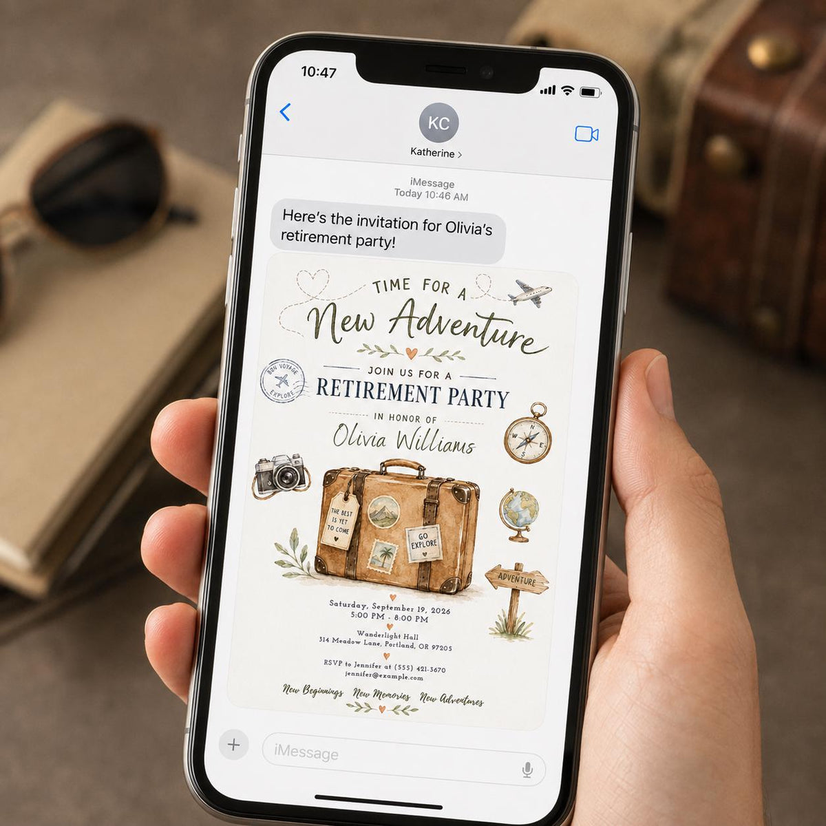 Travel Retirement Party Invitation — invitation you personalize in Canva