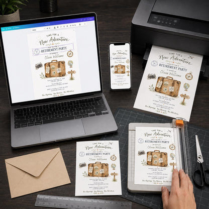 Travel Retirement Party Invitation — digital invitation, instant download
