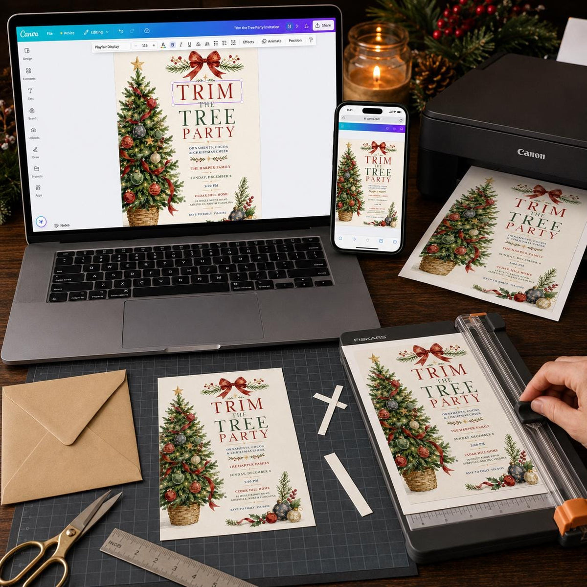 Trim the Tree Party Invitation — digital invitation, instant download