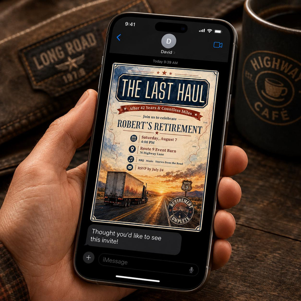 Truck Driver Retirement Invitation — invitation you personalize in Canva