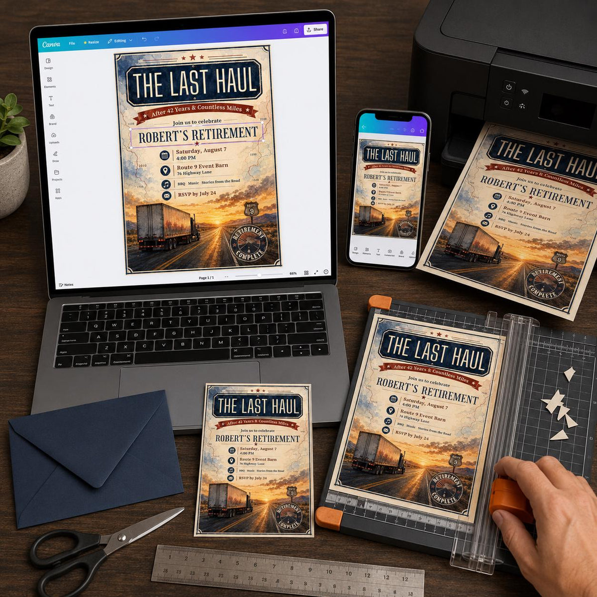 Truck Driver Retirement Invitation — digital invitation, instant download