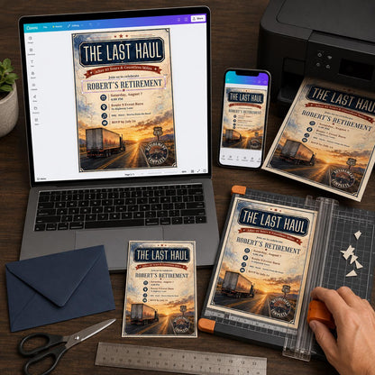 Truck Driver Retirement Invitation — digital invitation, instant download