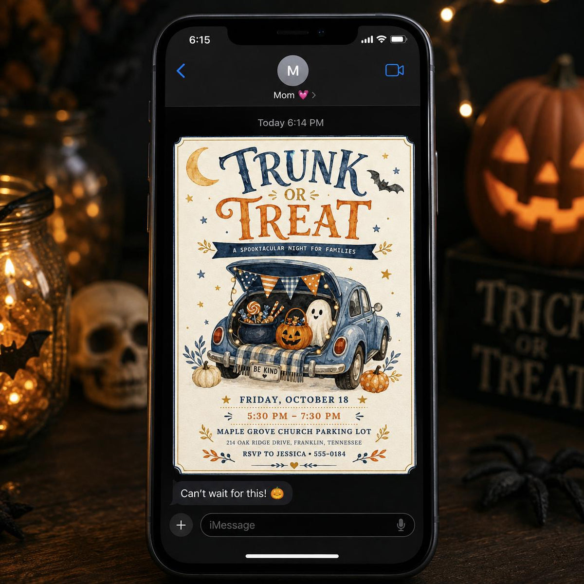 Trunk or Treat Invitation: Halloween Church Family Event — chapel design