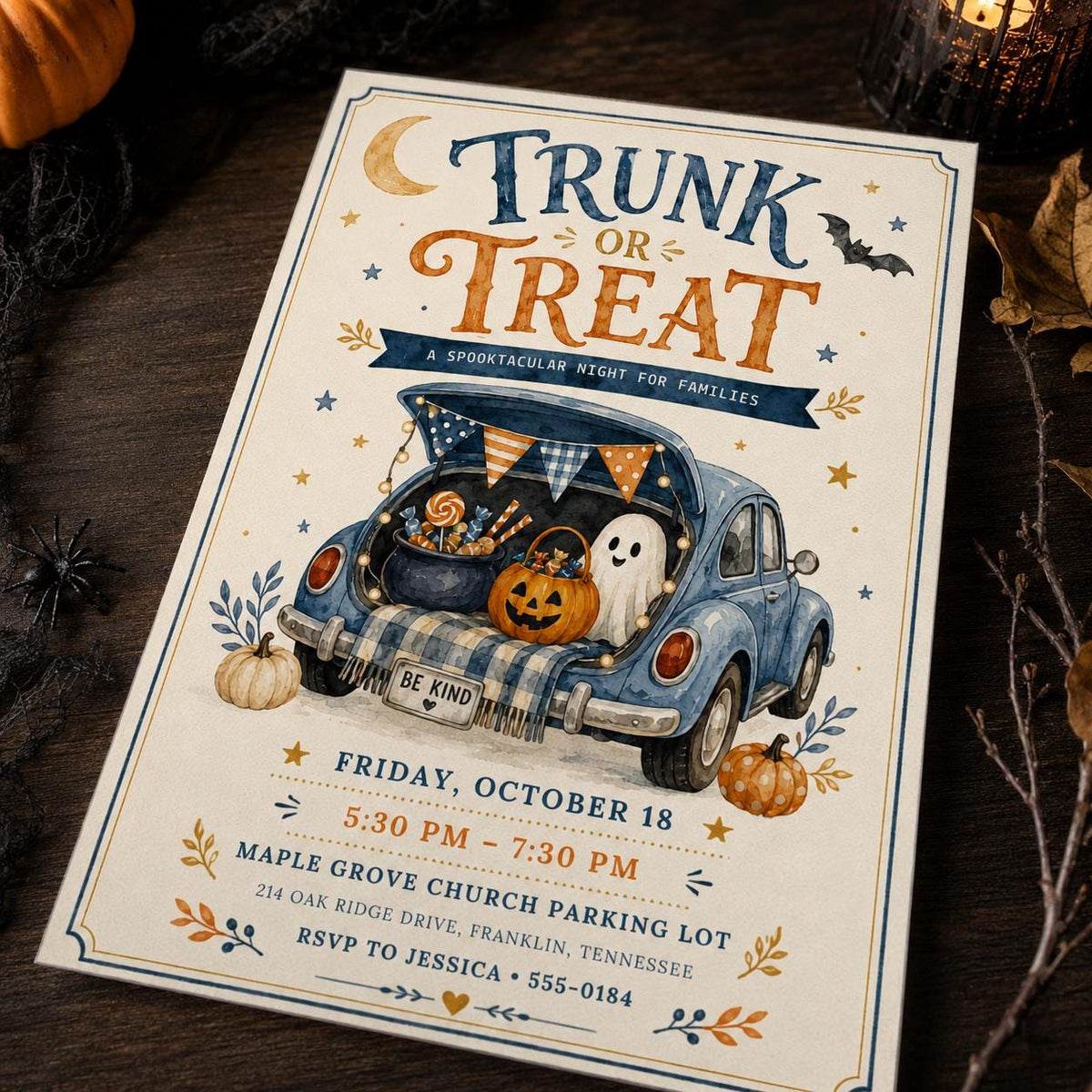 Trunk or Treat Invitation: Halloween Church Family Event — digital invitation, instant download