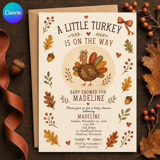 Turkey Thanksgiving Baby Shower Invitation