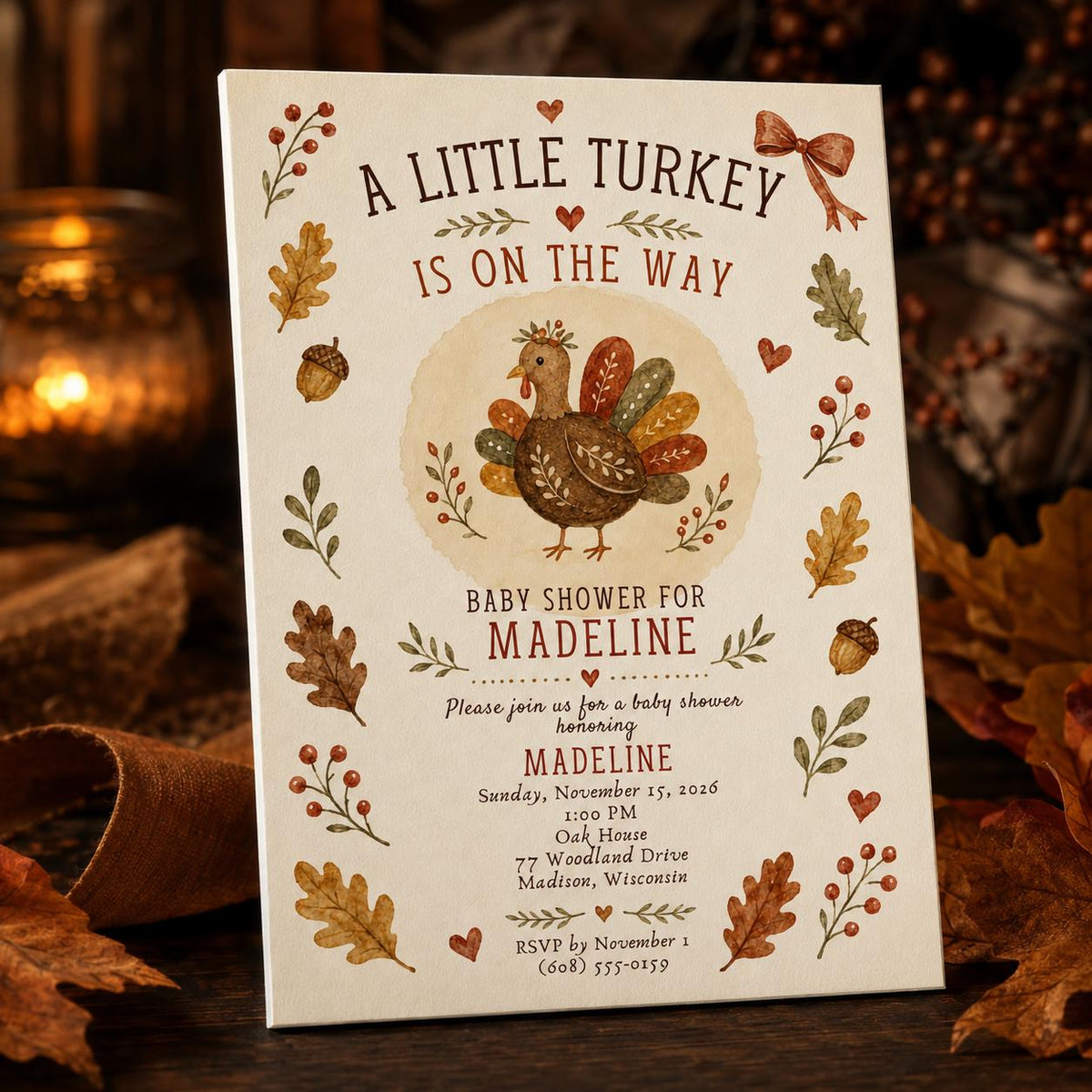 Turkey Thanksgiving Baby Shower Invitation — baby shower stationery by VoltBy
