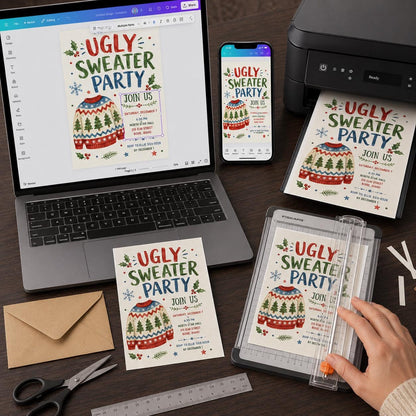 Ugly Christmas Sweater Party Invitation — digital invitation, instant download