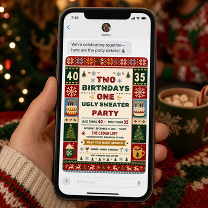 Ugly Sweater Birthday Invitation — invitation you personalize in Canva
