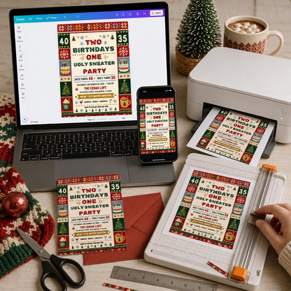Ugly Sweater Birthday Invitation — digital invitation, instant download