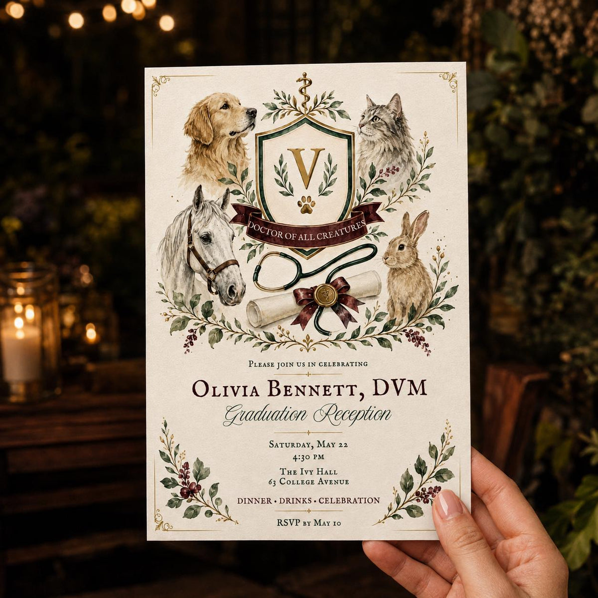 Veterinary Graduation Invitation — print-ready graduation party design from VoltBy