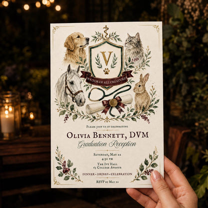 Veterinary Graduation Invitation — print-ready graduation party design from VoltBy