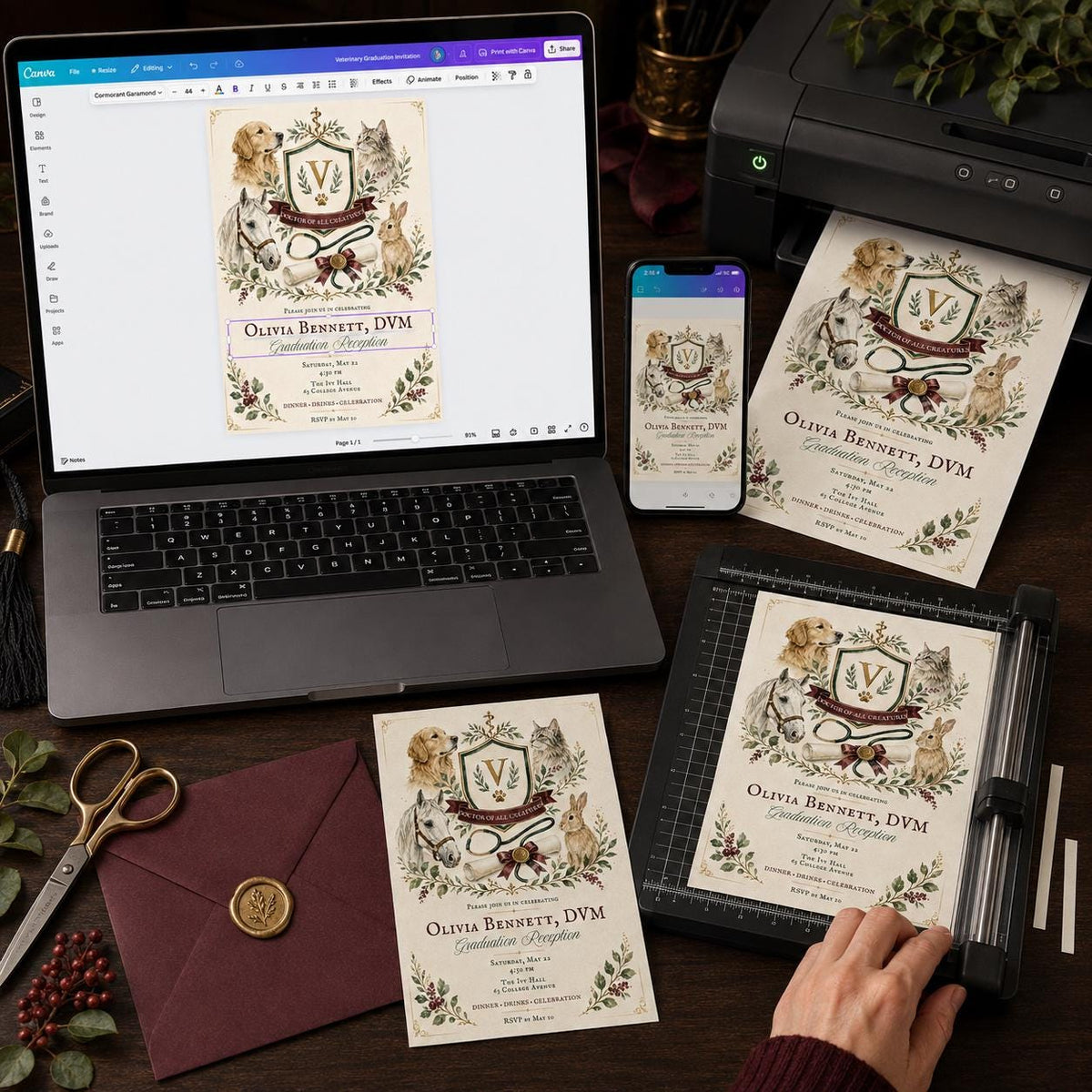 Veterinary Graduation Invitation — digital invitation, instant download
