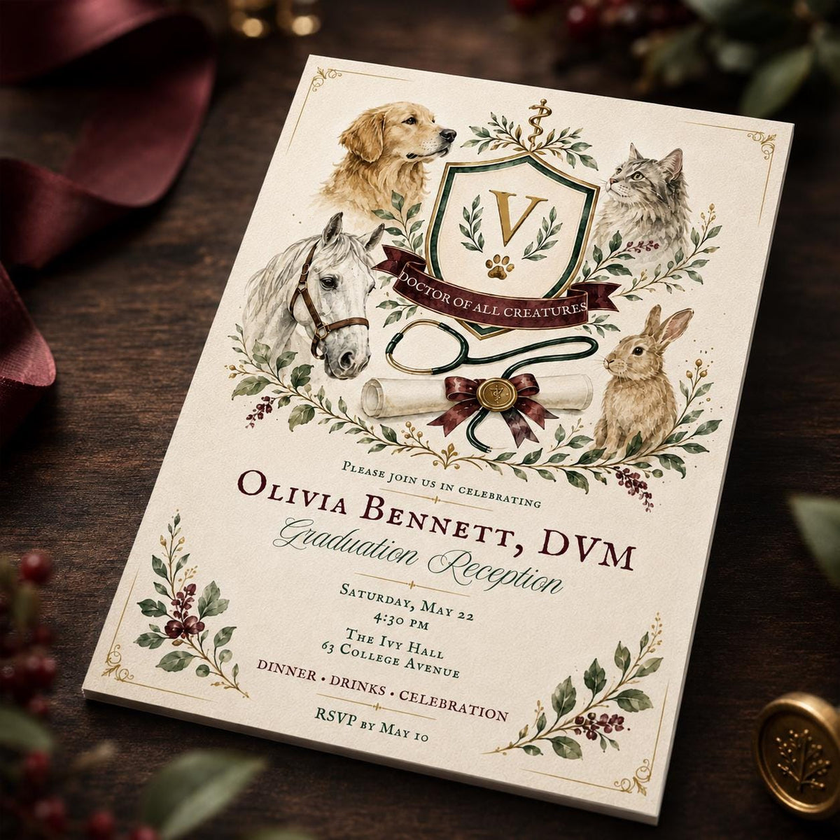 Veterinary Graduation Invitation — graduation party stationery by VoltBy
