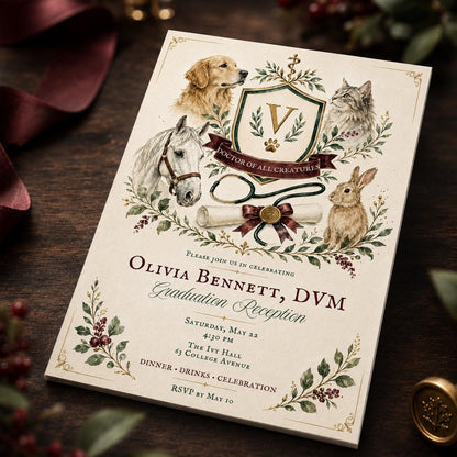 Veterinary Graduation Invitation — graduation party stationery by VoltBy
