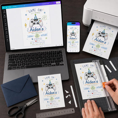 Video Game 8th Birthday Invitation for Boys — gaming design
