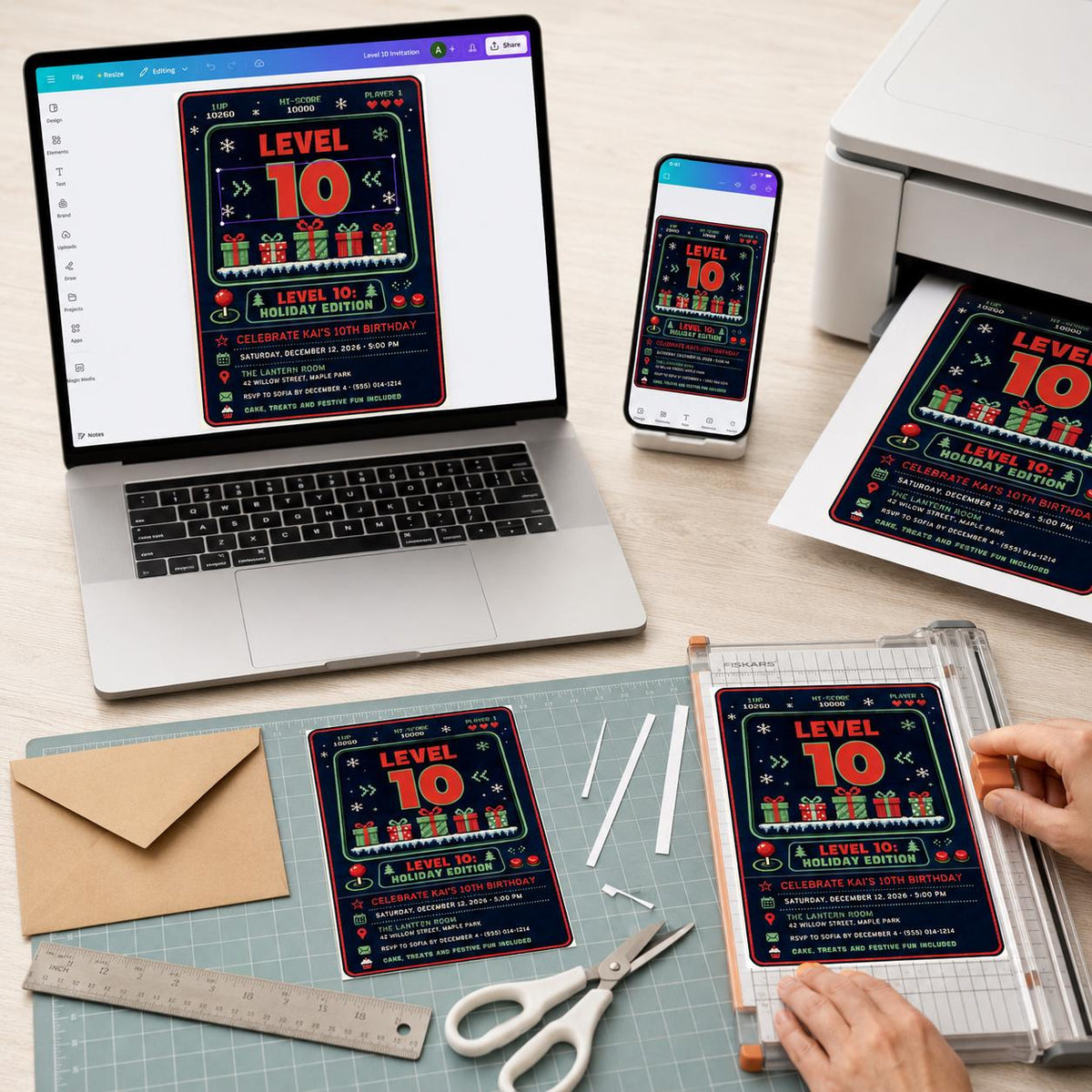 Video Game 10th Birthday Invitation for Boys — print-ready 10th birthday party design from VoltBy