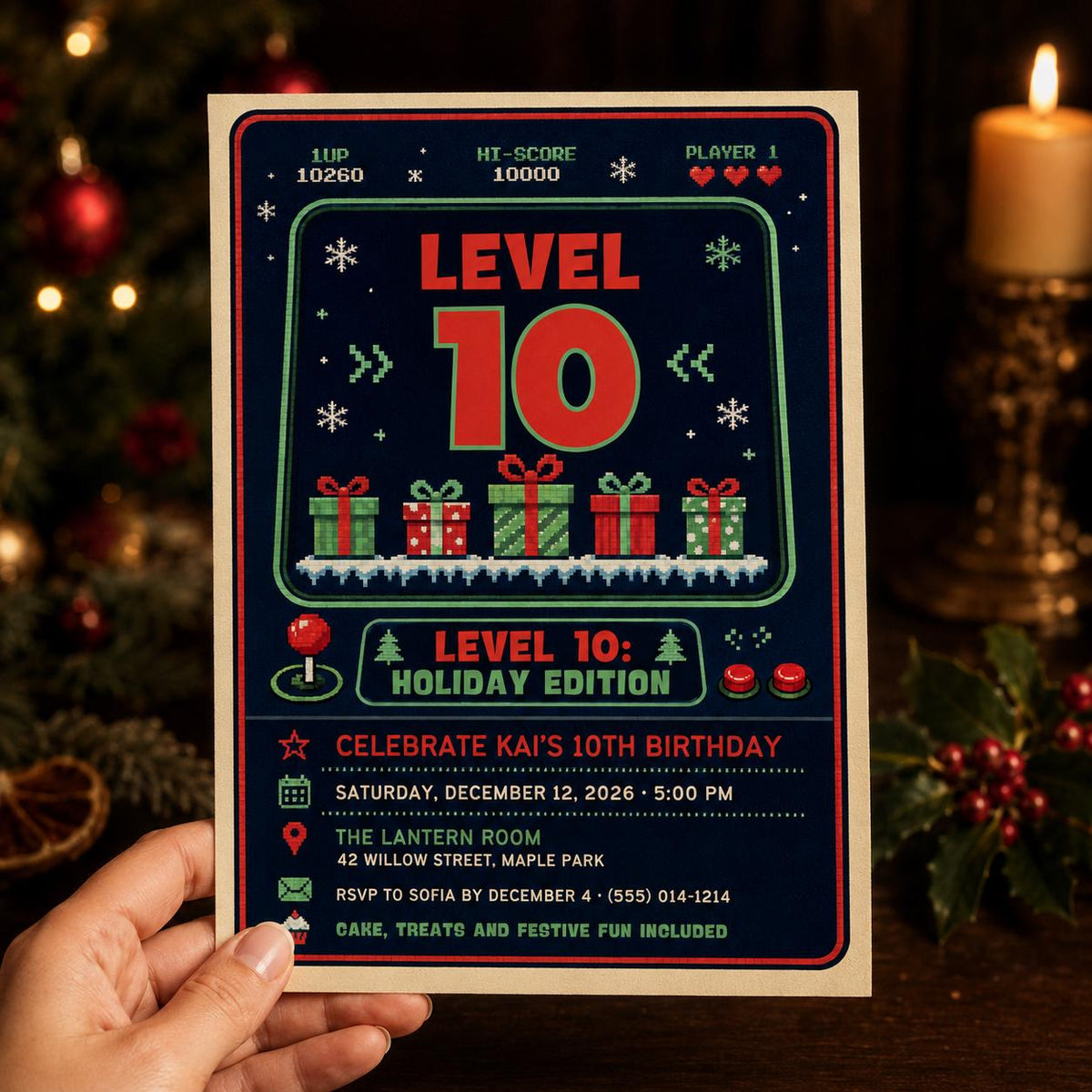 Video Game 10th Birthday Invitation for Boys — 10th birthday party stationery by VoltBy