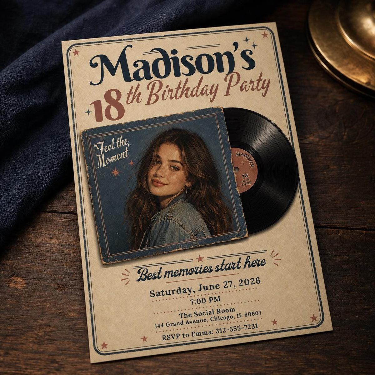 Vintage 18th Birthday Invitation — music design