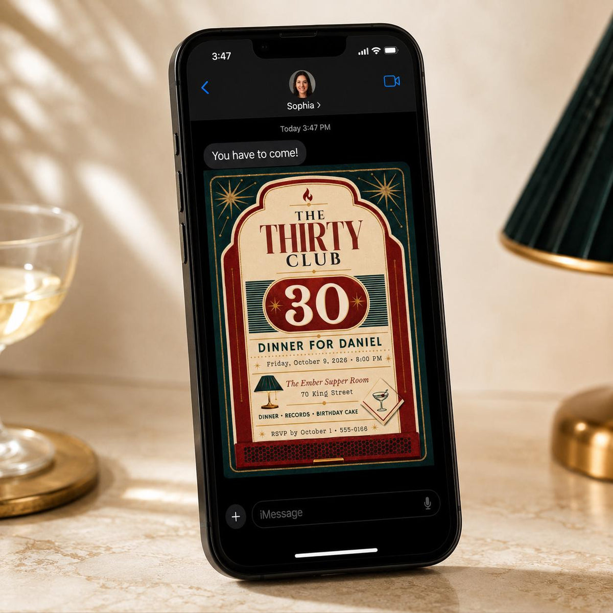 Vintage 30th Birthday Dinner Invitation — invitation you personalize in Canva