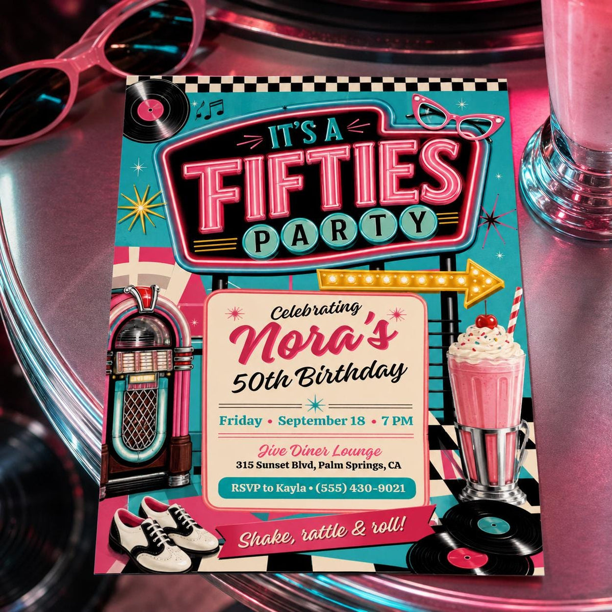 Vintage 50th Birthday Digital Invitation — print-ready 50th birthday party design from VoltBy