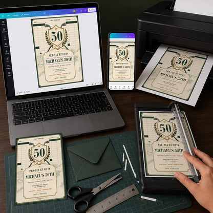 Vintage 50th Golf Birthday Invitation — digital invitation, instant download