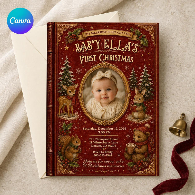 Vintage Baby's First Christmas Invitation