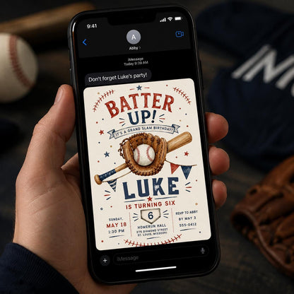 Vintage Baseball 6th Birthday Invitation — invitation you personalize in Canva