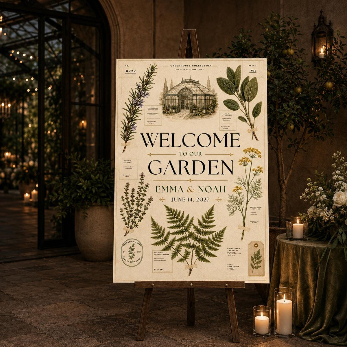 Vintage Botanical Wedding Welcome Sign — garden design