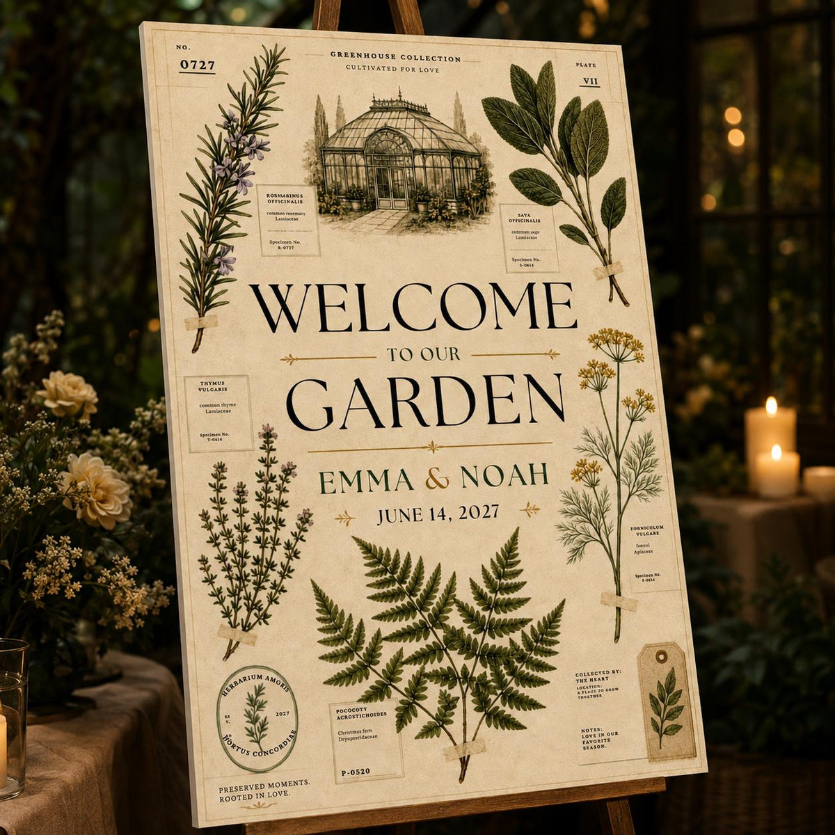 Vintage Botanical Wedding Welcome Sign — welcome sign you personalize in Canva