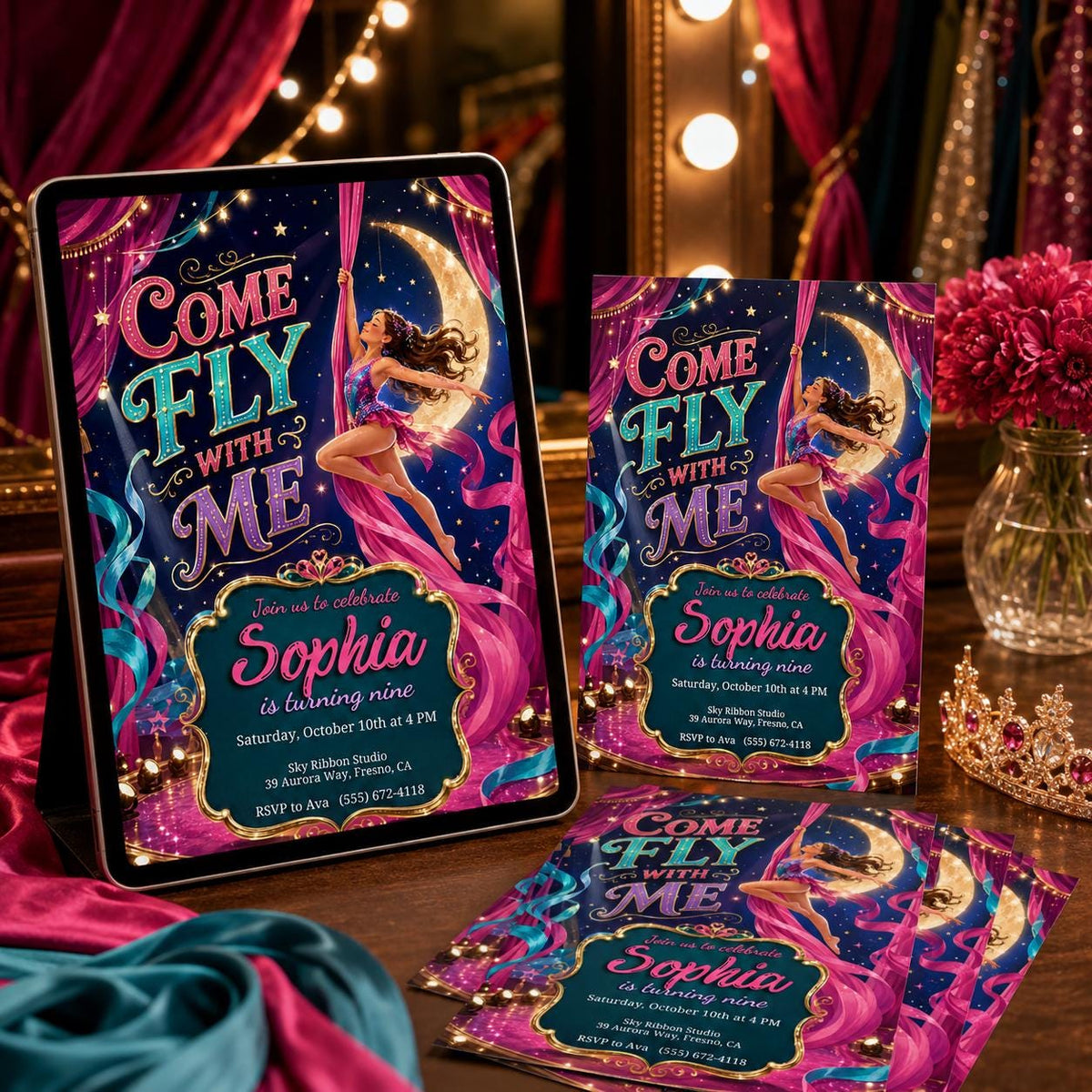 Vintage Carnival Birthday Invitation — print-ready birthday party design from VoltBy