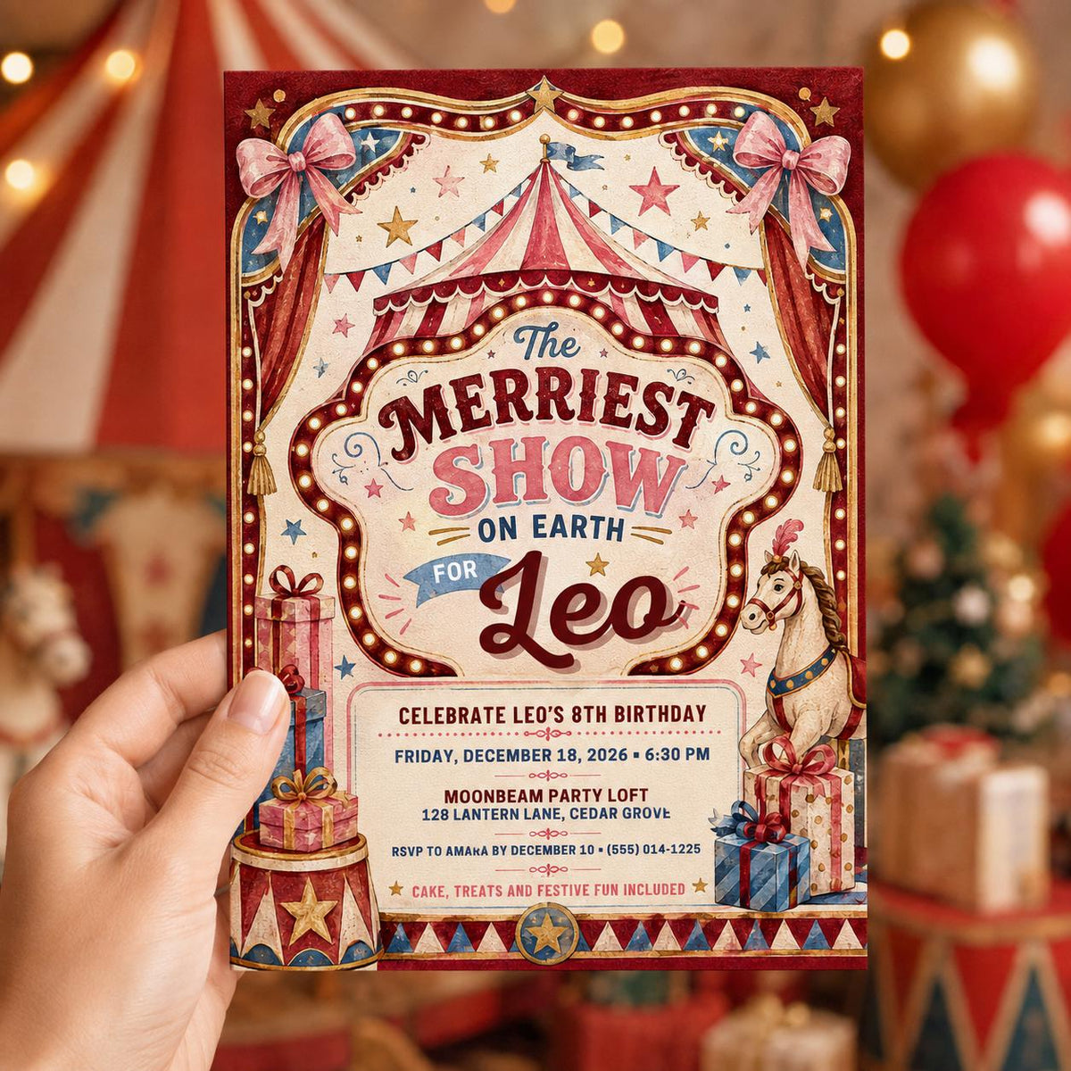 Vintage Circus Birthday Invitation — invitation you personalize in Canva