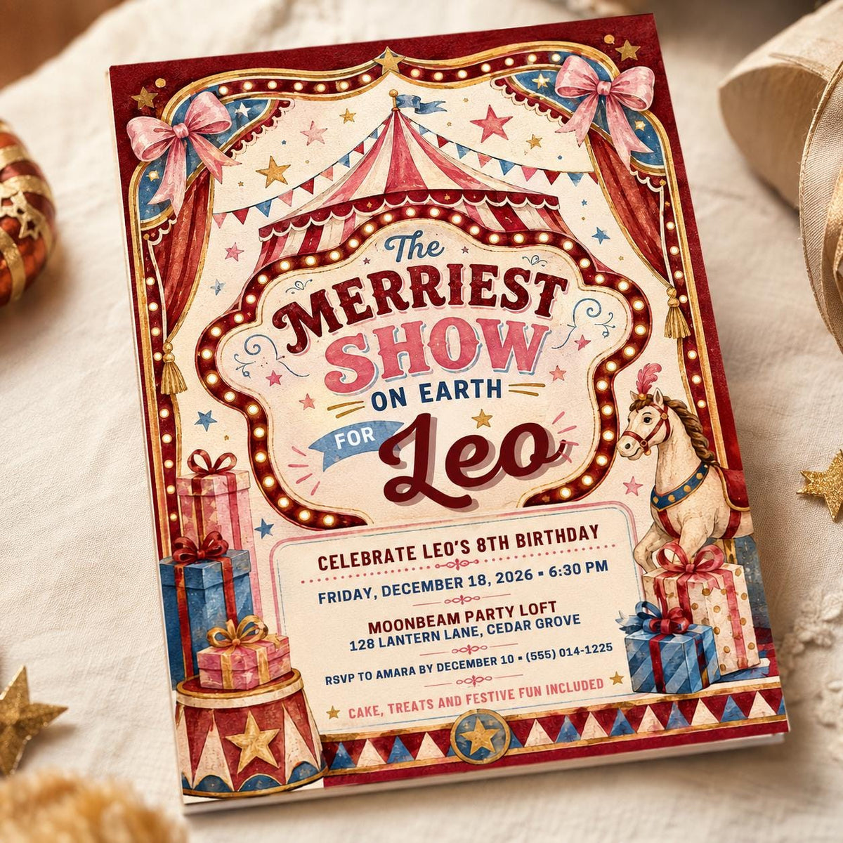 Vintage Circus Birthday Invitation — digital invitation, instant download