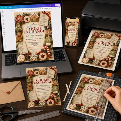 Vintage Christmas Cookie Exchange Invitation — print-ready Christmas celebration design from VoltBy