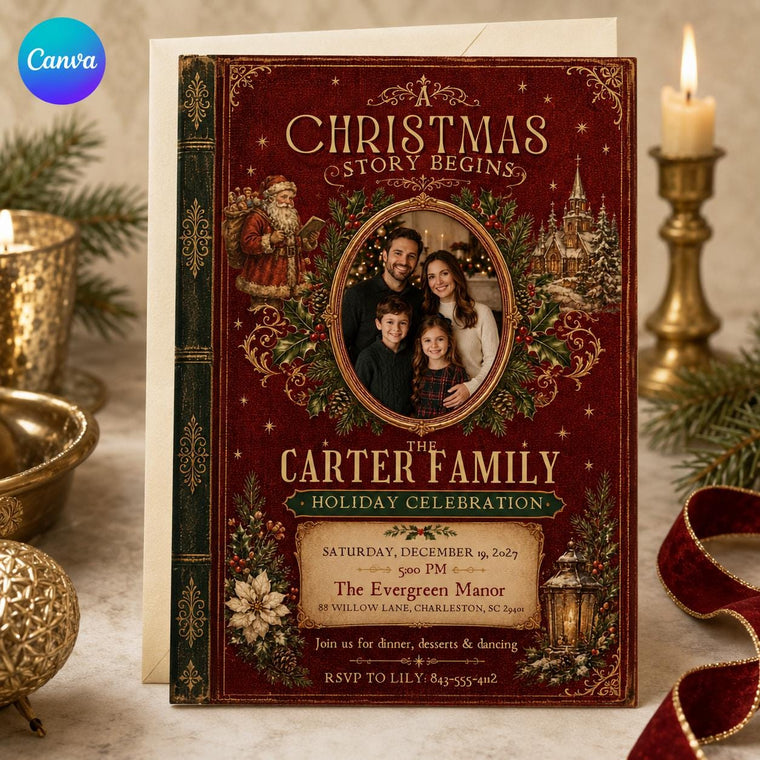 Vintage Christmas Party Invitation