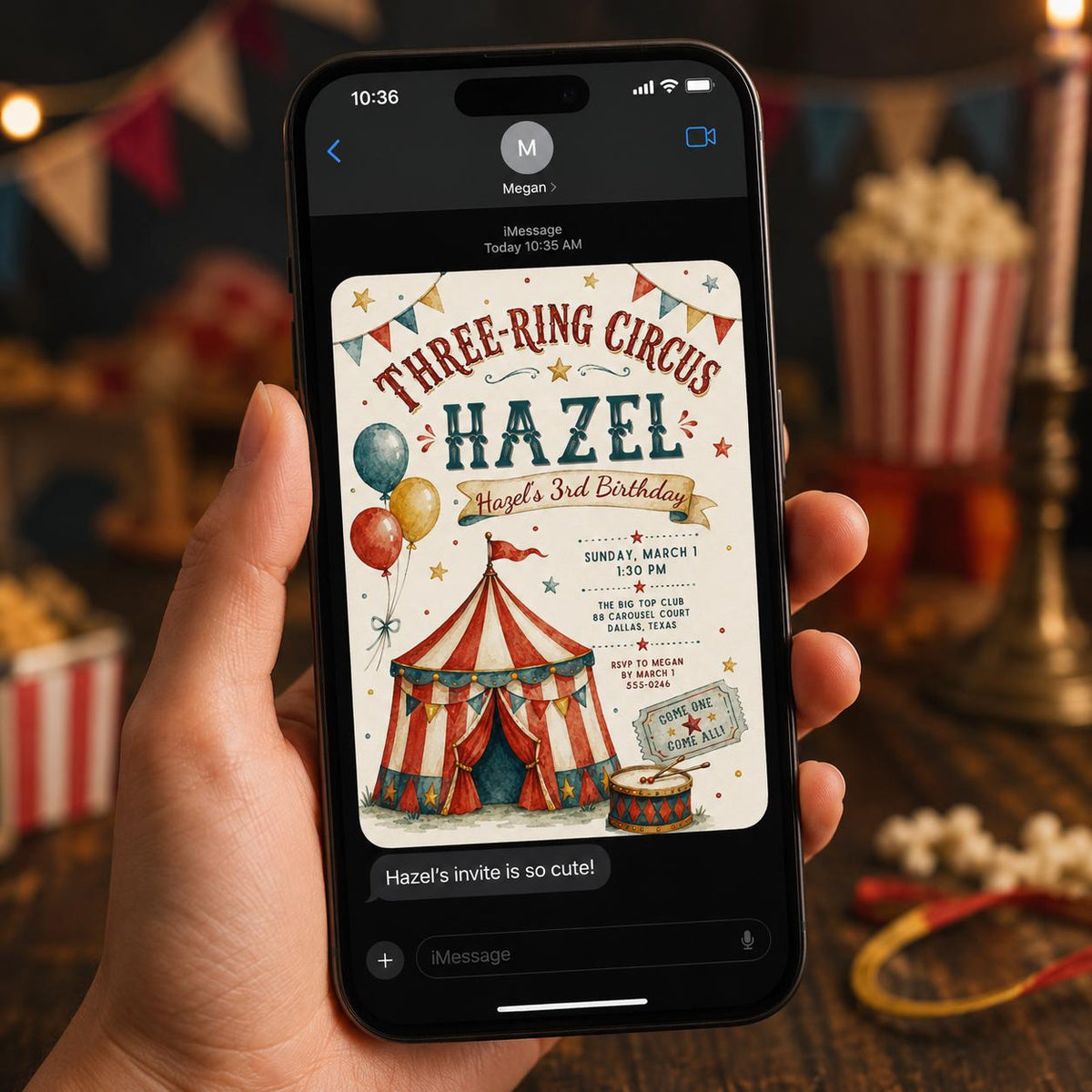 Vintage Circus 3rd Birthday Invitation — carnival design