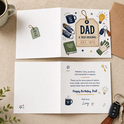 Vintage Dad Birthday Greeting Card — greeting card you personalize in Canva