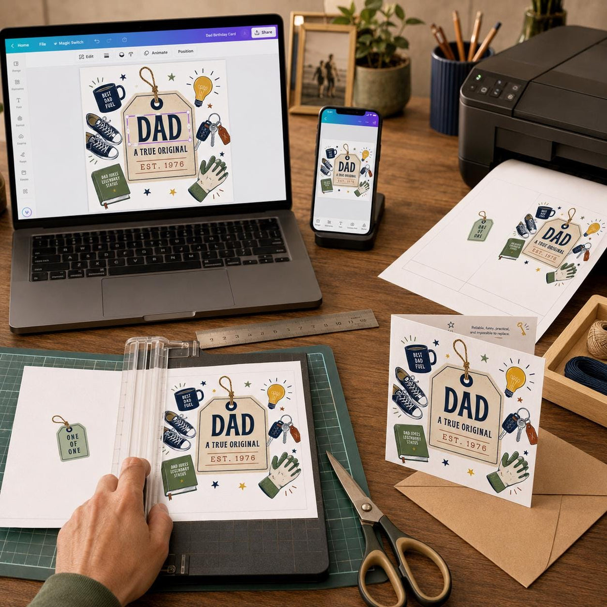 Vintage Dad Birthday Greeting Card — digital greeting card, instant download