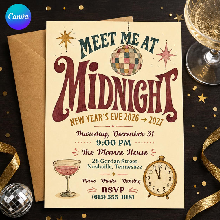Vintage Disco Retro New Year's Eve Invitation