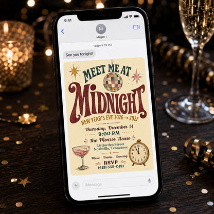 Vintage Disco Retro New Year's Eve Invitation — ball design