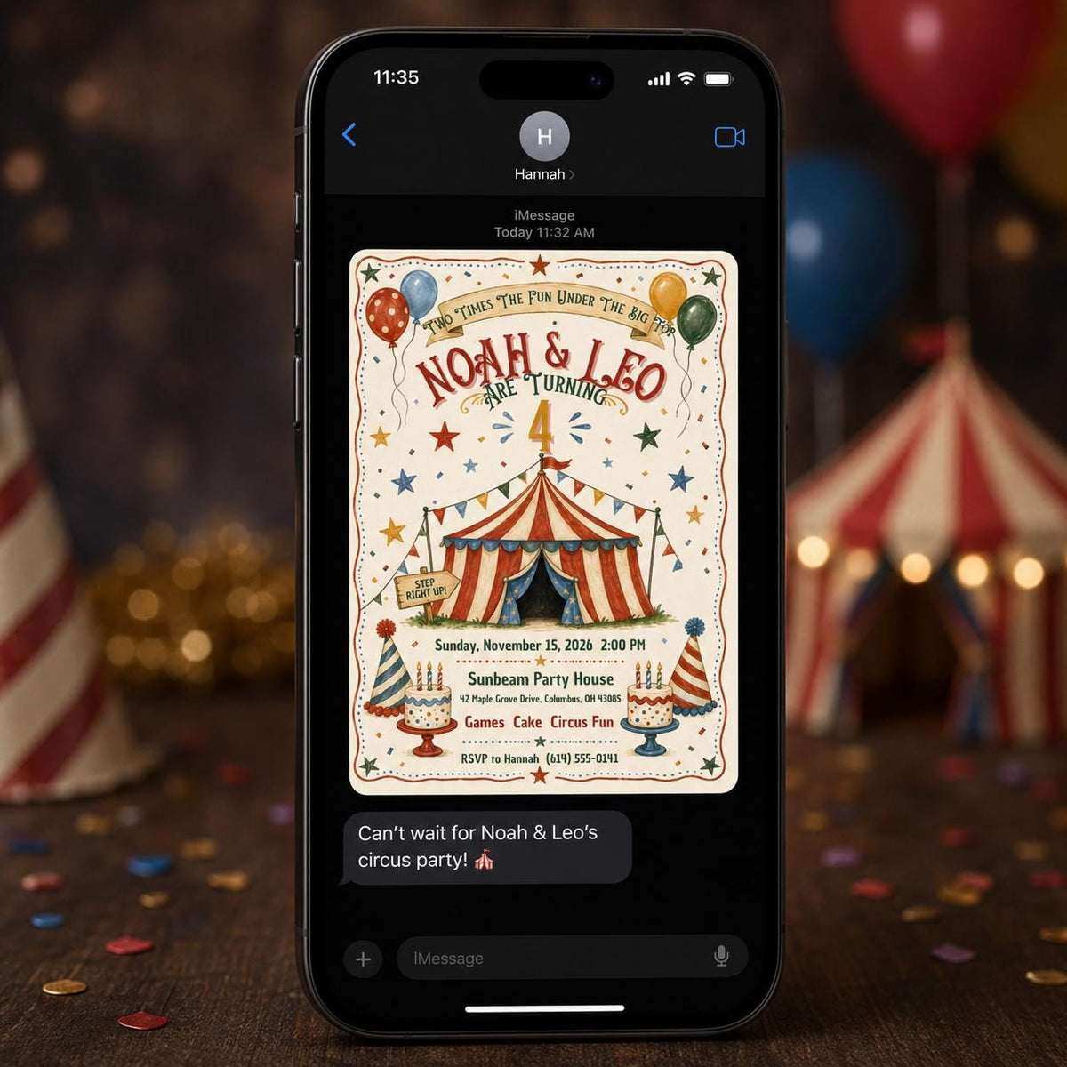 Vintage Double 4th Birthday Invitation — carnival design