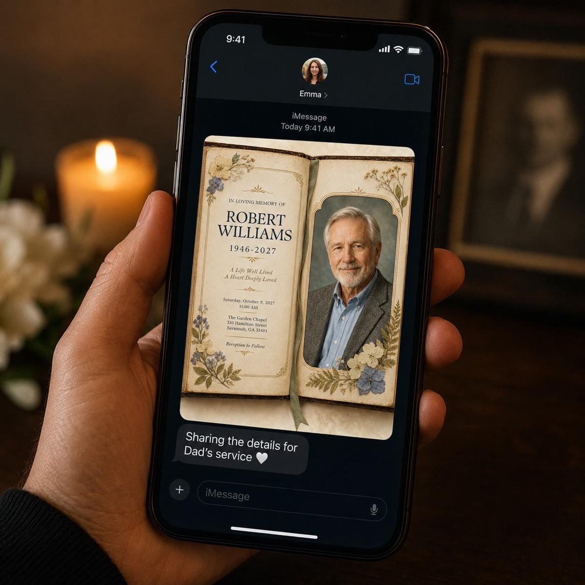 Vintage Elegant Celebration of Life Invitation — floral and library design