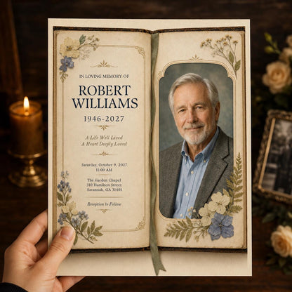 Vintage Elegant Celebration of Life Invitation — invitation you personalize in Canva