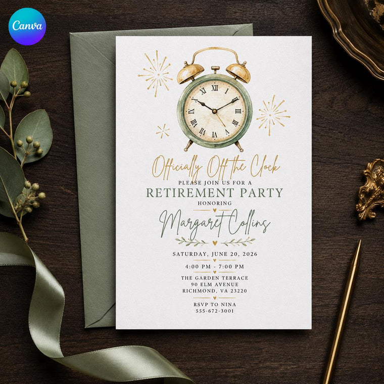 Vintage Elegant Retirement Party Invitation