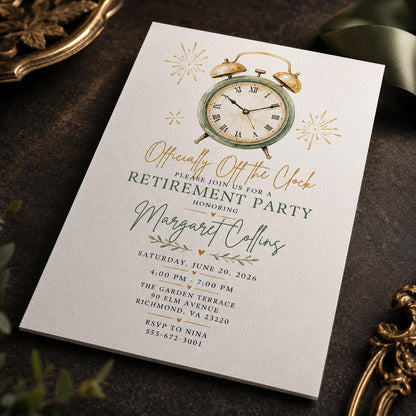 Vintage Elegant Retirement Party Invitation — print-ready retirement party design from VoltBy