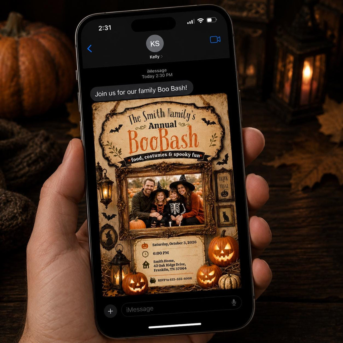 Vintage Family Halloween Party Invitation — print-ready Halloween party design from VoltBy