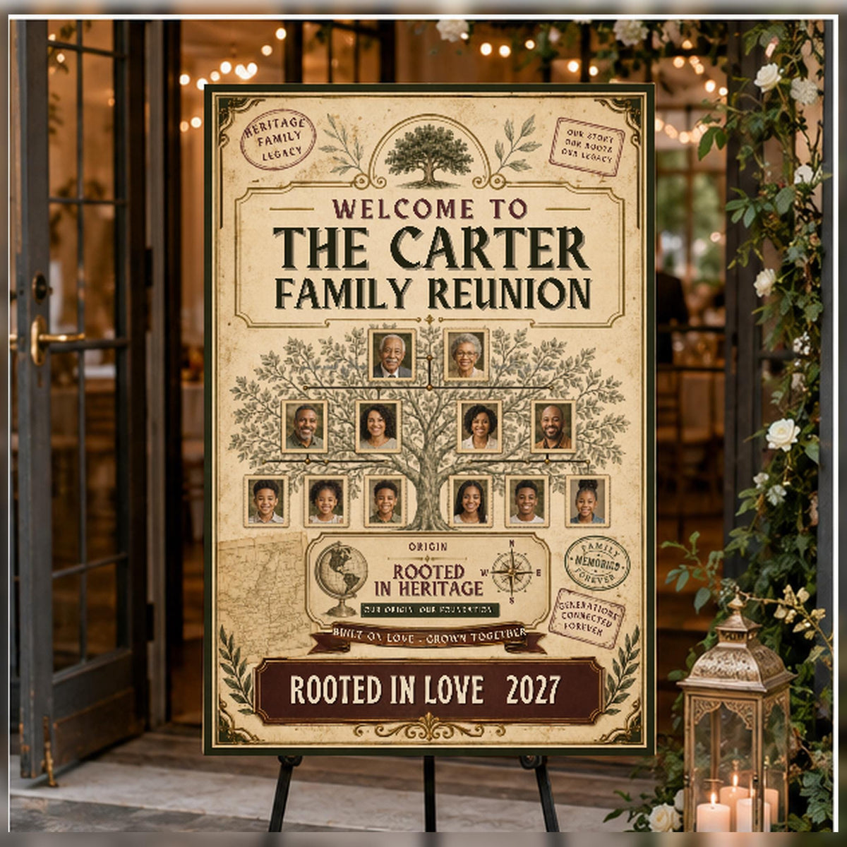 Vintage Family Reunion Welcome Sign — welcome sign you personalize in Canva